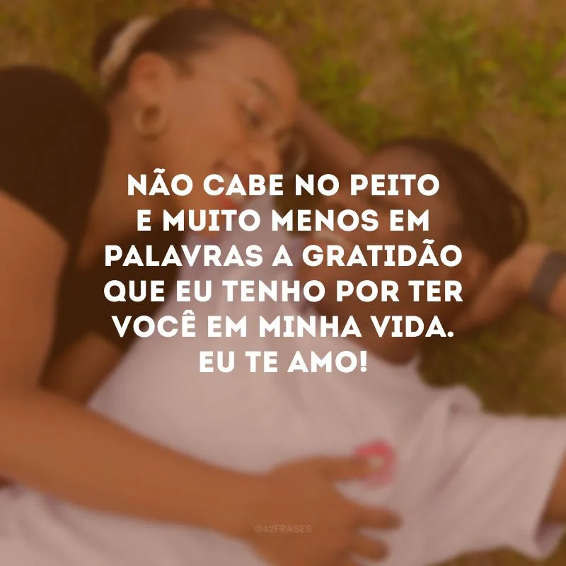 Não cabe no peito e muito menos em palavras a gratidão que eu tenho por ter você em minha vida. Eu te amo! 