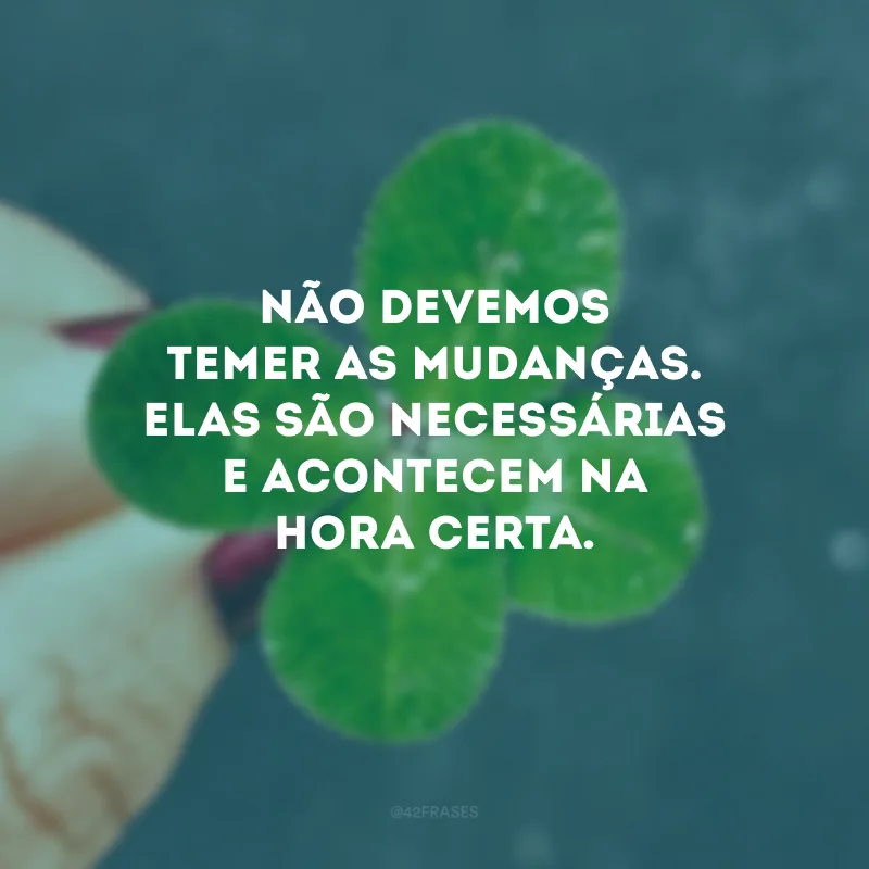 Não devemos temer as mudanças. Elas são necessárias e acontecem na hora certa.