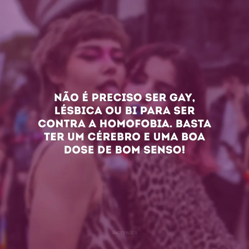 Não é preciso ser gay, lésbica ou bi para ser contra a homofobia. Basta ter um cérebro e uma boa dose de bom senso!