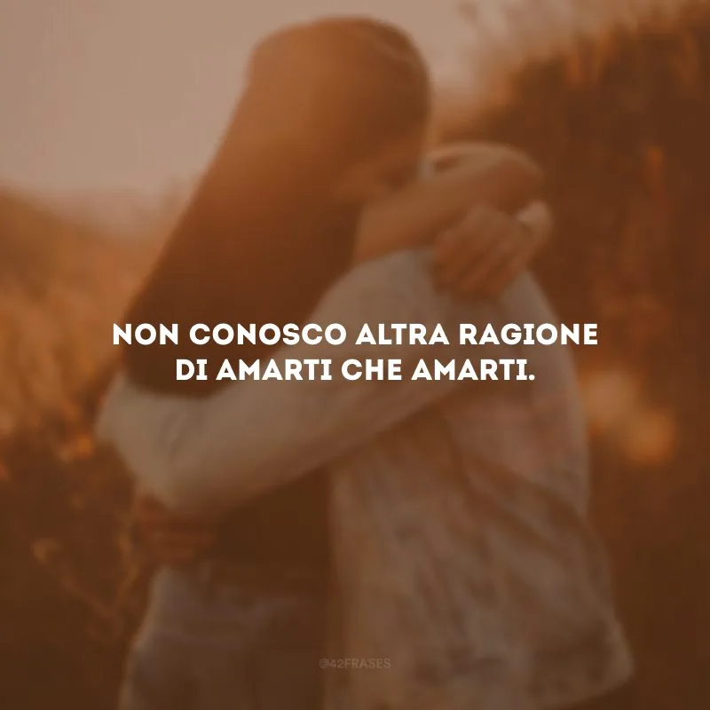 Non conosco altra ragione di amarti che amarti. (Não conheço outra razão para te amar, que te amar.)