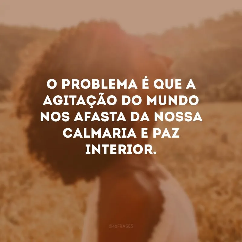 O problema é que a agitação do mundo nos afasta da nossa calmaria e paz interior.