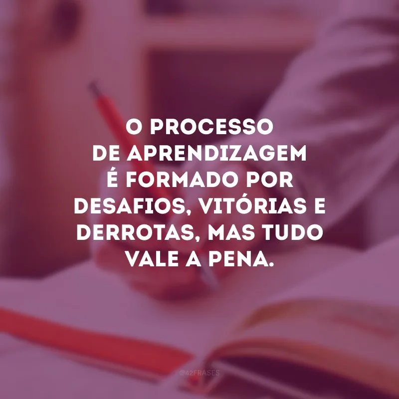 O processo de aprendizagem é formado por desafios, vitórias e derrotas, mas tudo vale a pena.