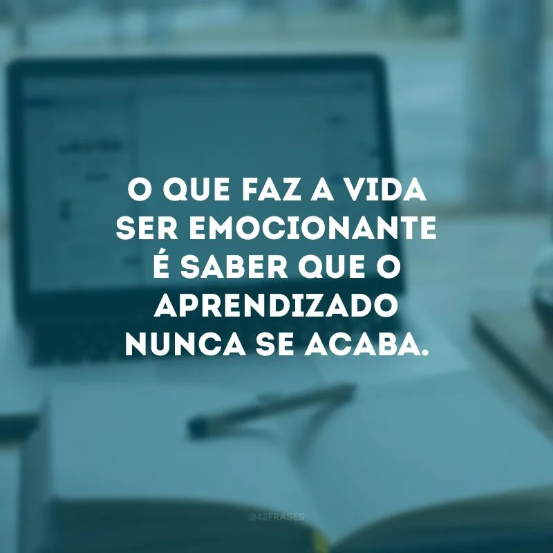 O que faz a vida ser emocionante é saber que o aprendizado nunca se acaba.