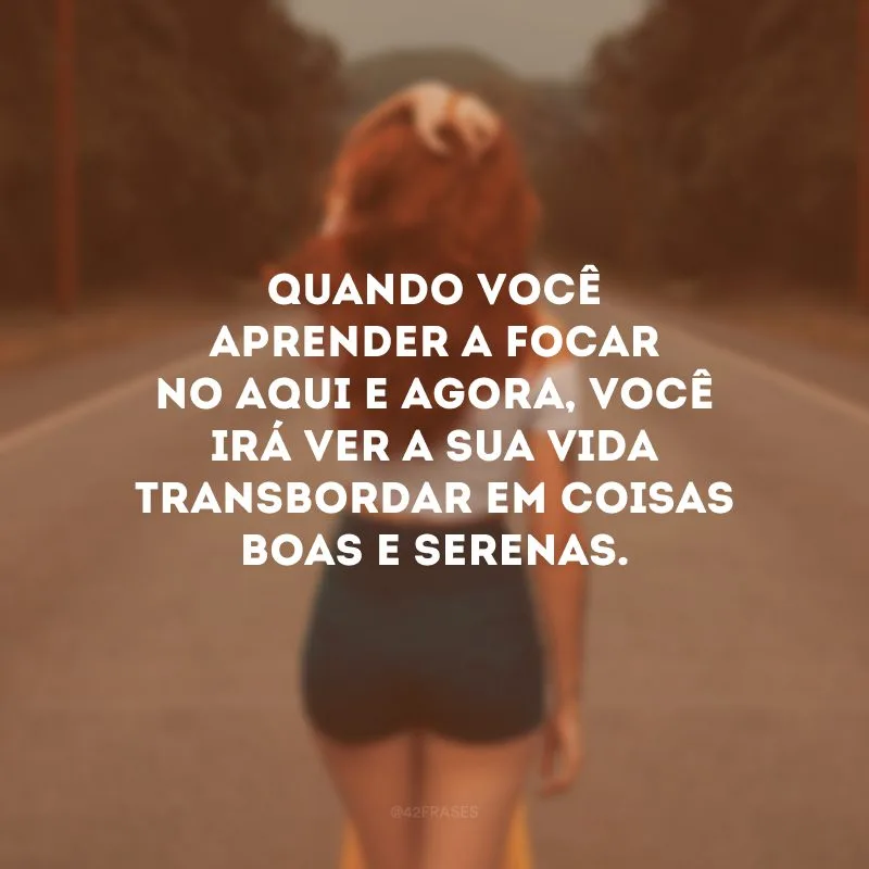 Quando você aprender a focar no aqui e agora, você irá ver a sua vida transbordar em coisas boas e serenas. 