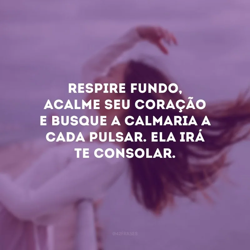 Respire fundo, acalme seu coração e busque a calmaria a cada pulsar. Ela irá te consolar. 