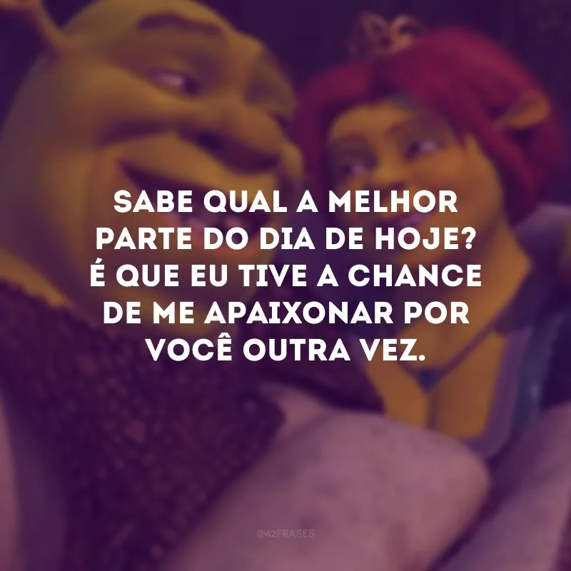 Sabe qual a melhor parte do dia de hoje? É que eu tive a chance de me apaixonar por você outra vez.