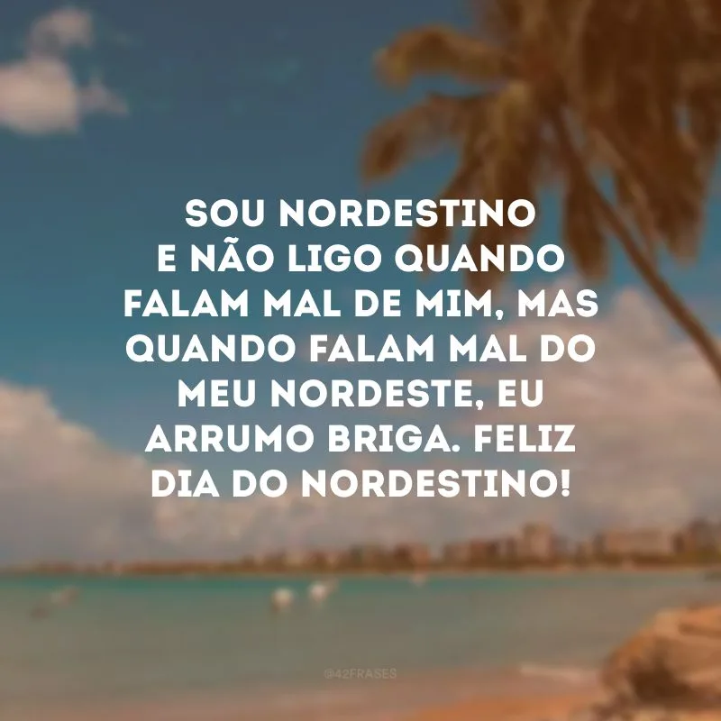 Sou nordestino e não ligo quando falam mal de mim, mas quando falam mal do meu Nordeste, eu arrumo briga. Feliz Dia do Nordestino!