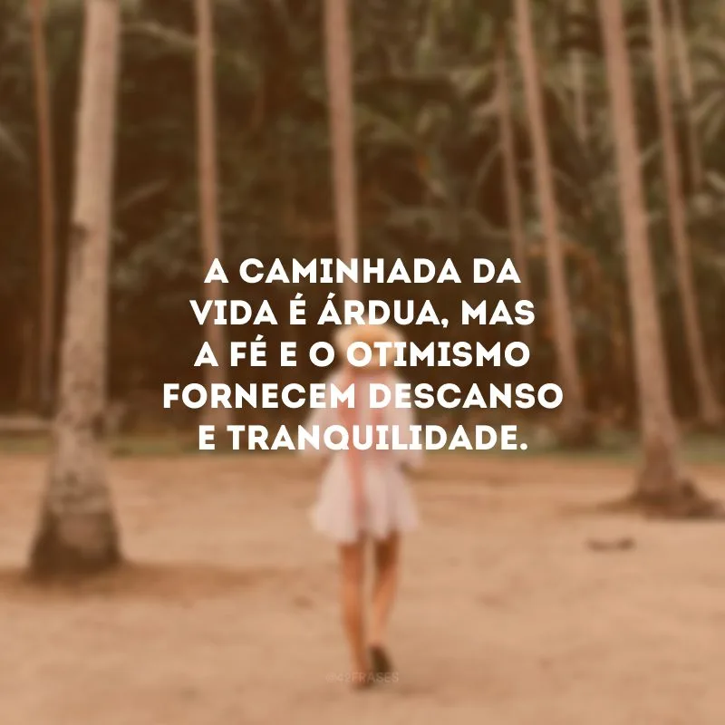 A caminhada da vida é árdua, mas a fé e o otimismo fornecem descanso e tranquilidade.