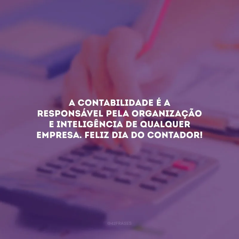 A contabilidade é a responsável pela organização e inteligência de qualquer empresa. Feliz Dia do Contador!
