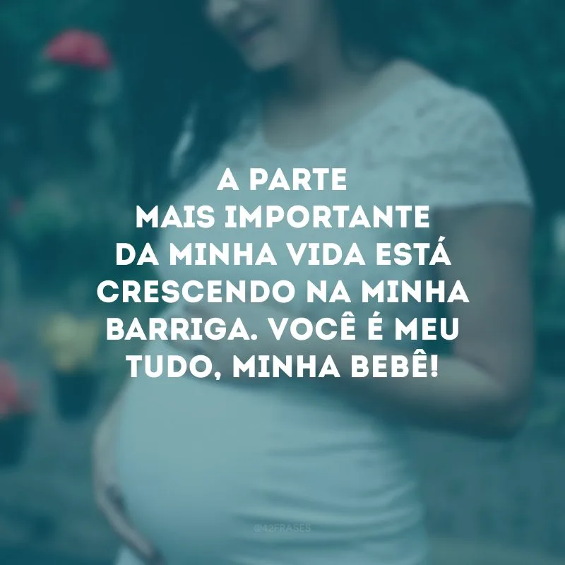 A parte mais importante da minha vida está crescendo na minha barriga. Você é meu tudo, minha bebê!
