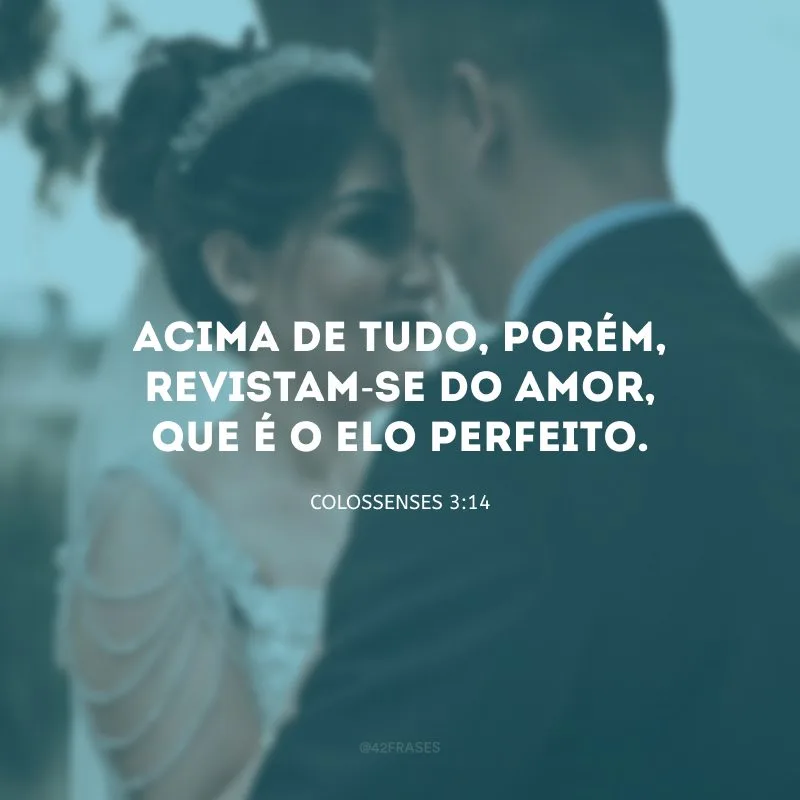 Acima de tudo, porém, revistam-se do amor, que é o elo perfeito.
