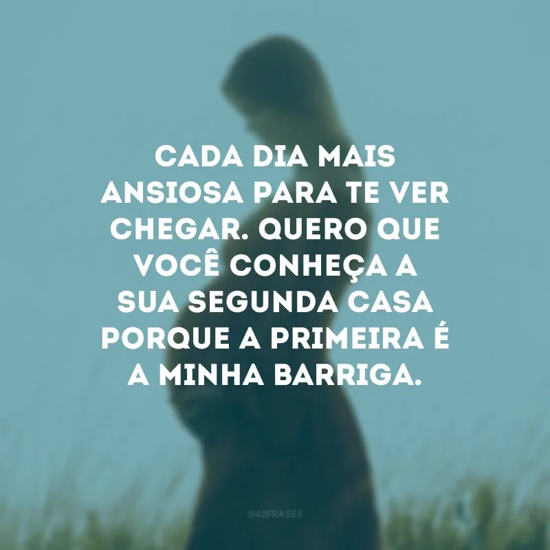 Cada dia mais ansiosa para te ver chegar. Quero que você conheça a sua segunda casa, porque a primeira é a minha barriga.