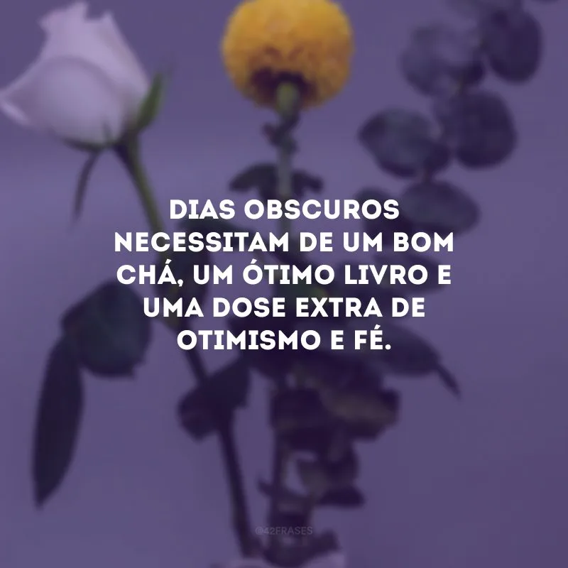 Dias obscuros necessitam de um bom chá, um ótimo livro e uma dose extra de otimismo e fé. 