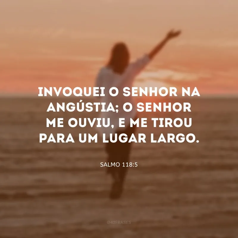 Invoquei o Senhor na angústia; o Senhor me ouviu, e me tirou para um lugar largo.