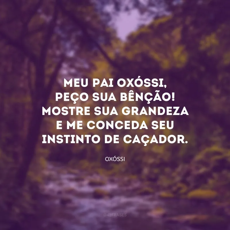 Meu Pai Oxóssi, peço sua bênção! Mostre sua grandeza e me conceda seu instinto de caçador.