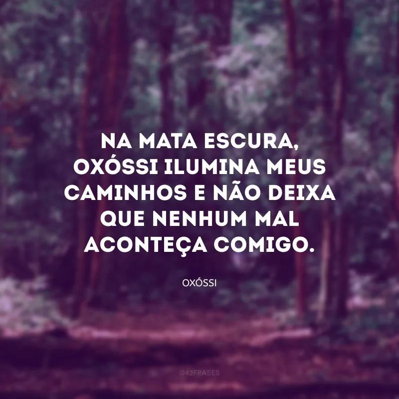 Na mata escura, Oxóssi ilumina meus caminhos e não deixa que nenhum mal aconteça comigo.