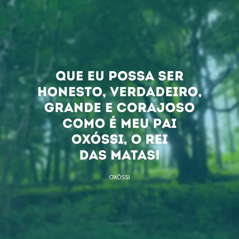 Que eu possa ser honesto, verdadeiro, grande e corajoso como é meu Pai Oxóssi, o rei das matas!