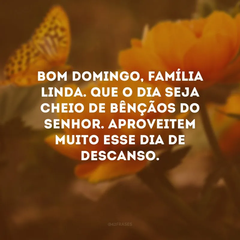 Bom domingo, família linda. Que o dia seja cheio de bênçãos do senhor. Aproveitem muito esse dia de descanso. 