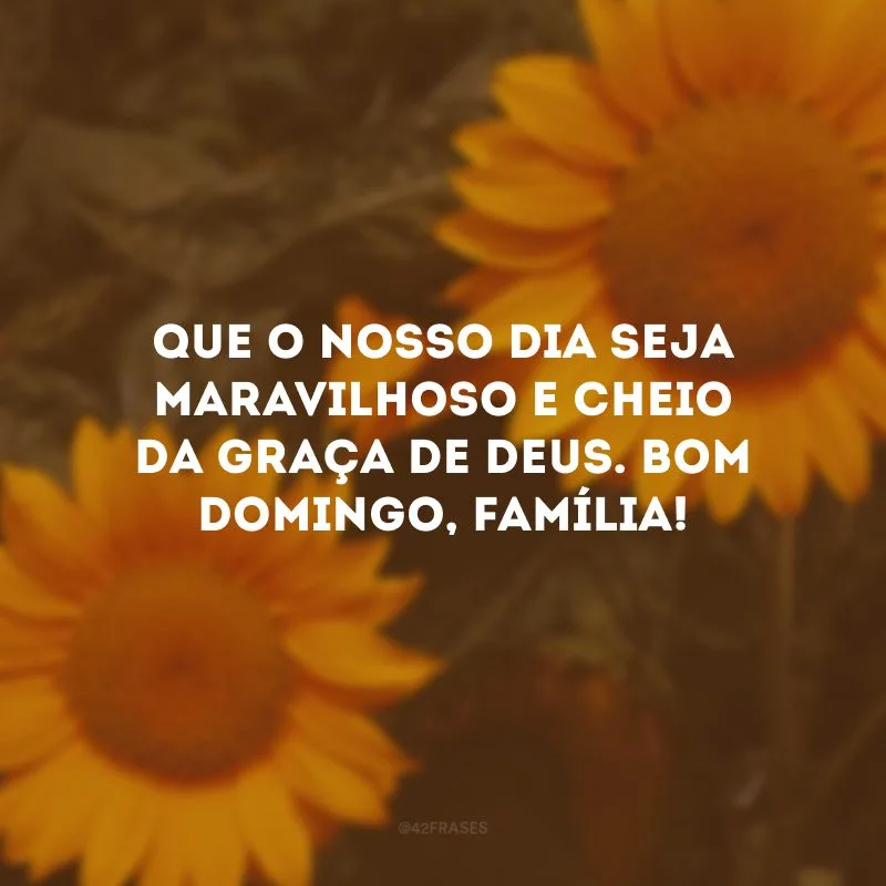Que o nosso dia seja maravilhoso e cheio da graça de Deus. Bom domingo, família!