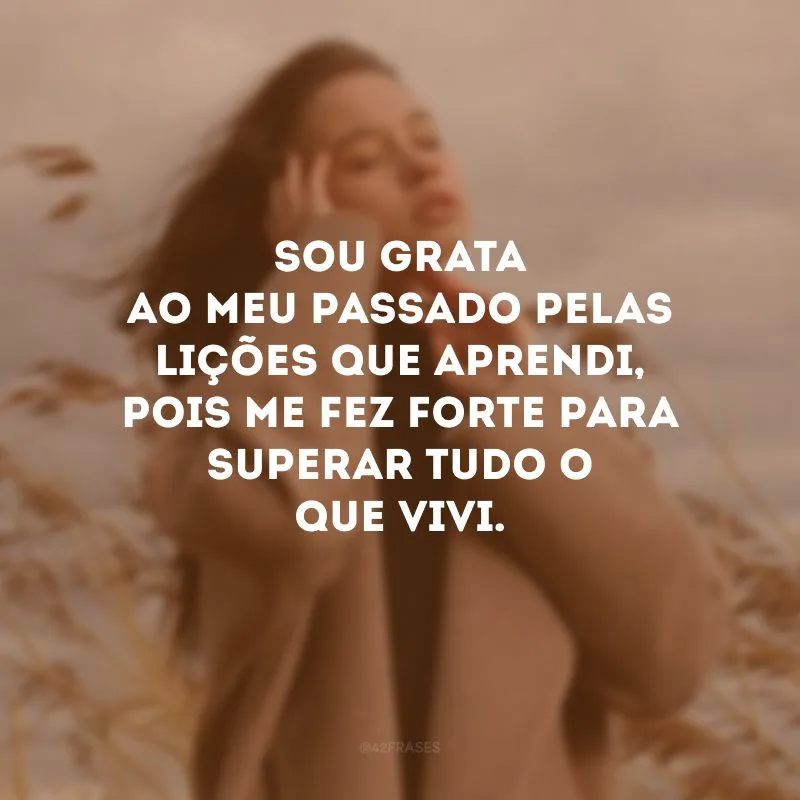 Sou grata ao meu passado pelas lições que aprendi, pois me fez forte para superar tudo o que vivi.