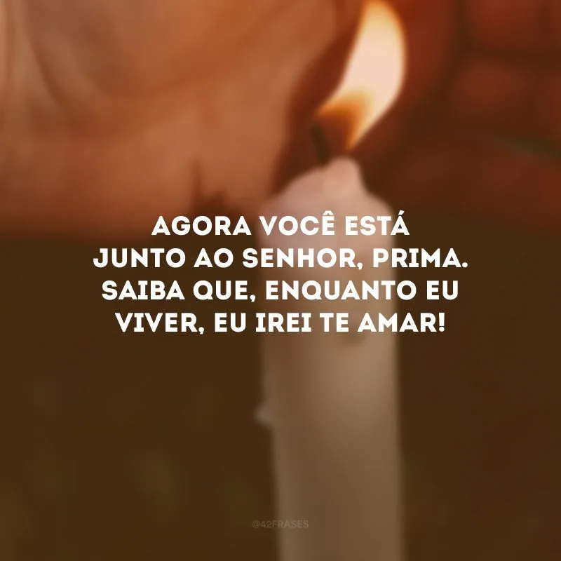 Agora você está junto ao Senhor, prima. Saiba que, enquanto eu viver, eu irei te amar! 