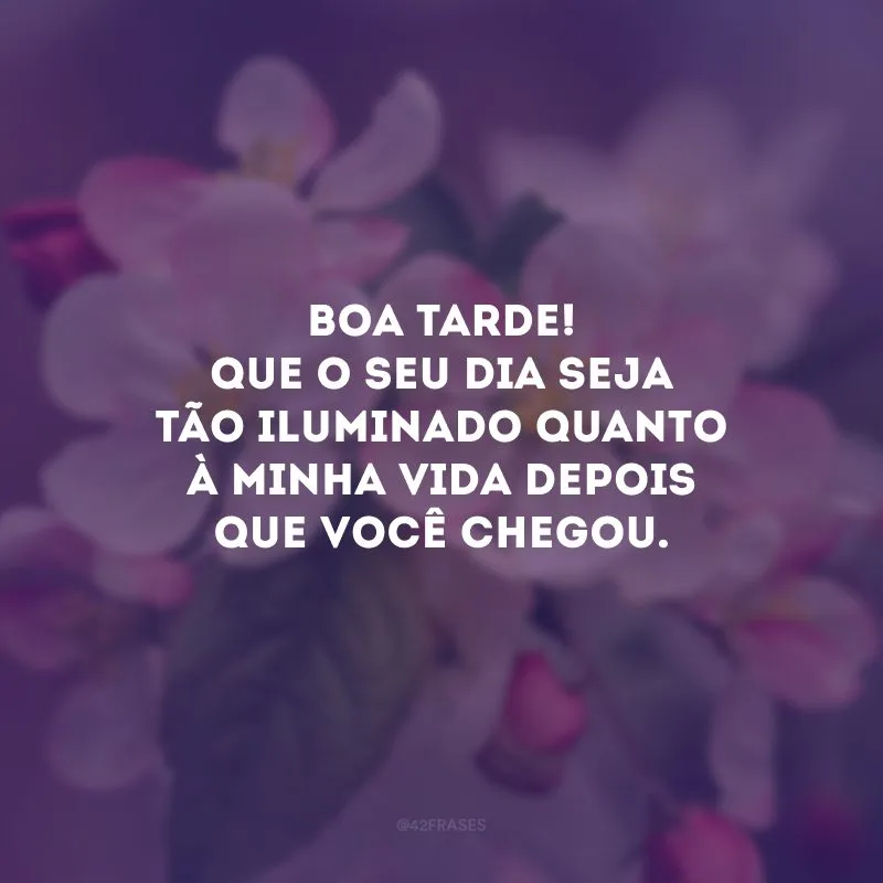 Boa tarde! Que o seu dia seja tão iluminado quanto à minha vida depois que você chegou.