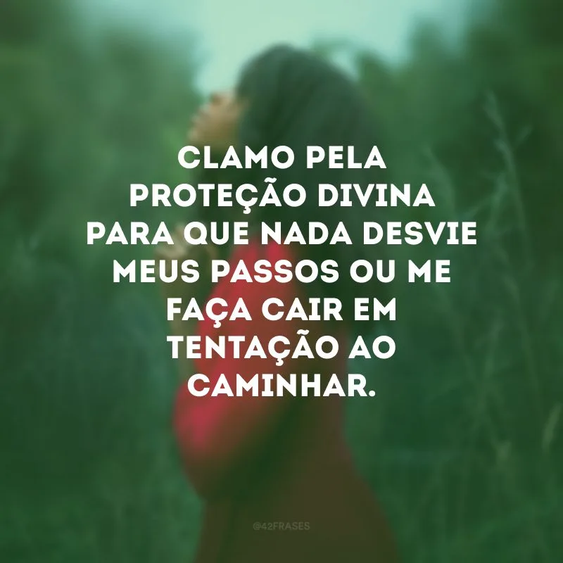 Clamo pela proteção divina para que nada desvie meus passos ou me faça cair em tentação ao caminhar.