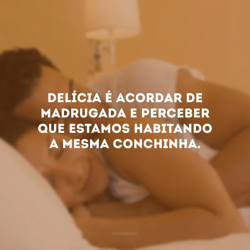Delícia é acordar de madrugada e perceber que estamos habitando a mesma conchinha.