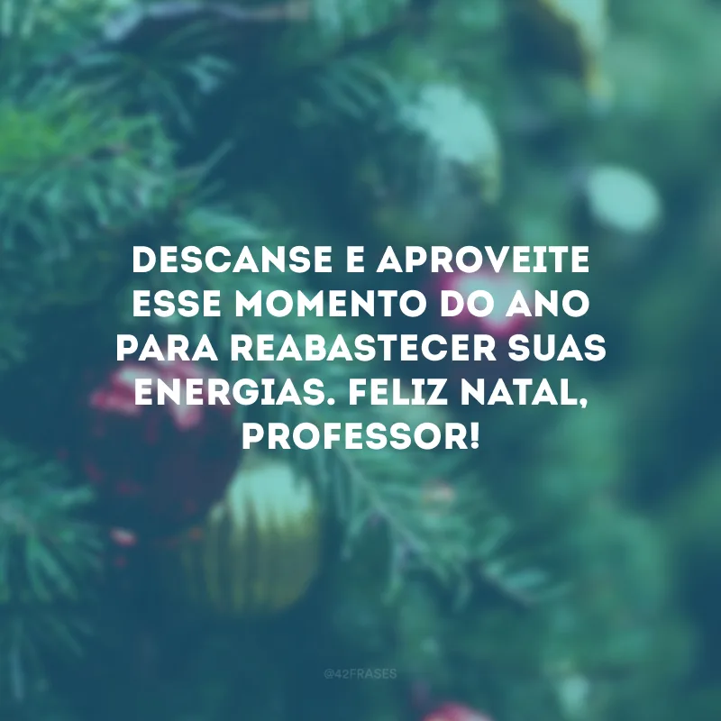 Descanse e aproveite esse momento do ano para reabastecer suas energias. Feliz Natal, professor!