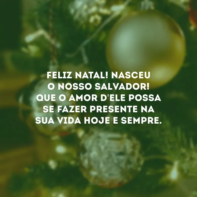 Feliz Natal! Nasceu o nosso Salvador! Que o amor d\'Ele possa se fazer presente na sua vida hoje e sempre.
