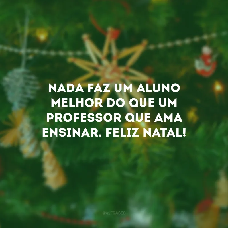 Nada faz um aluno melhor do que um professor que ama ensinar. Feliz Natal!