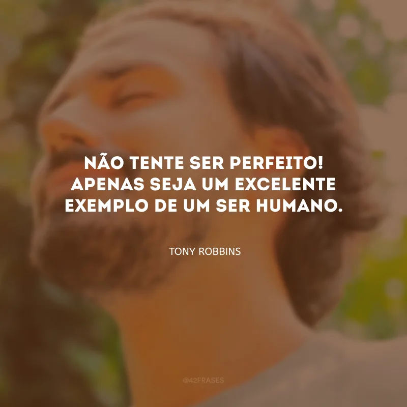 Não tente ser perfeito! Apenas seja um excelente exemplo de um ser humano. 