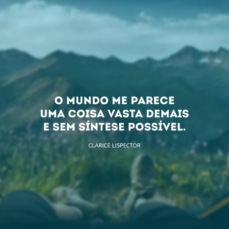 O mundo me parece uma coisa vasta demais e sem síntese possível.