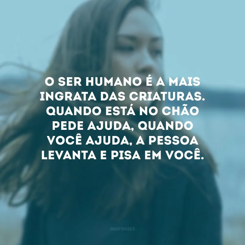 O ser humano é a mais ingrata das criaturas. Quando está no chão pede ajuda, quando você ajuda, a pessoa levanta e pisa em você. 