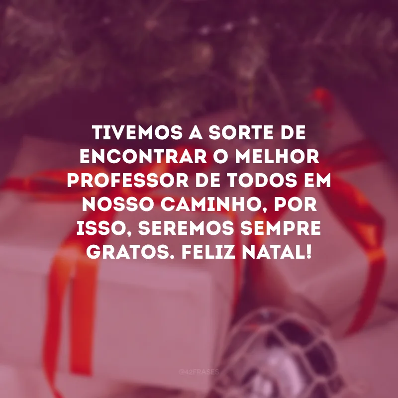 Tivemos a sorte de encontrar o melhor professor de todos em nosso caminho, por isso, seremos sempre gratos. Feliz Natal!