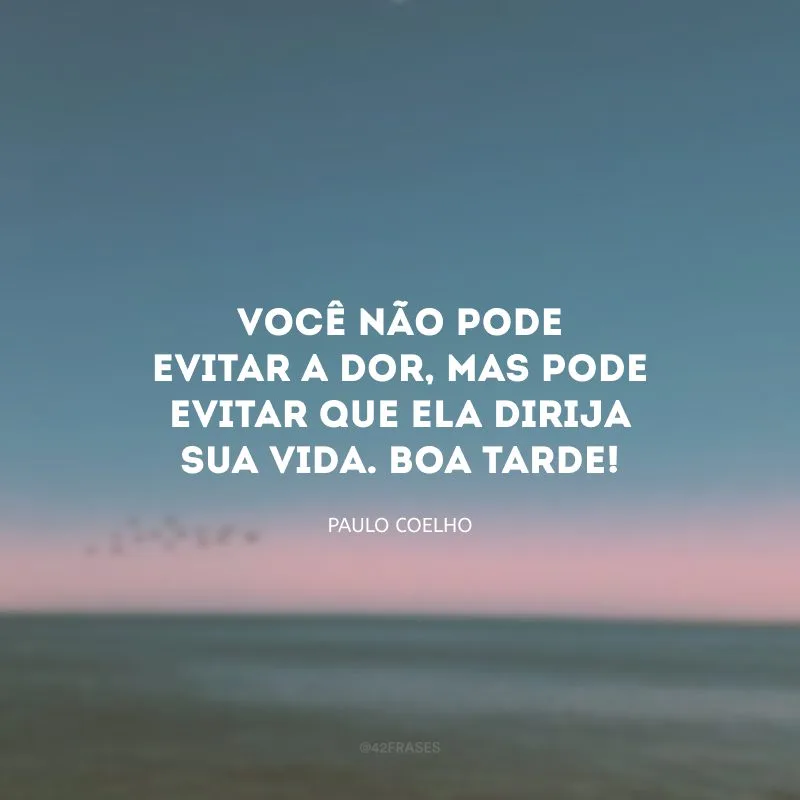 Você não pode evitar a dor, mas pode evitar que ela dirija sua vida. Boa tarde!