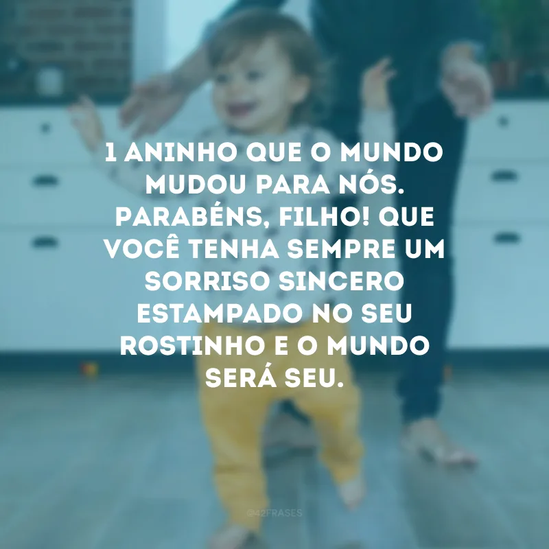 1 aninho que o mundo mudou para nós. Parabéns, filho! Que você tenha sempre um sorriso sincero estampado no seu rostinho e o mundo será seu.