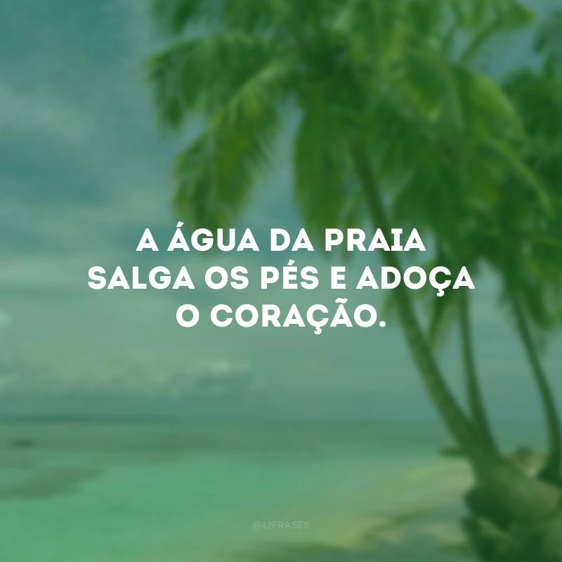 A água da praia salga os pés e adoça o coração.