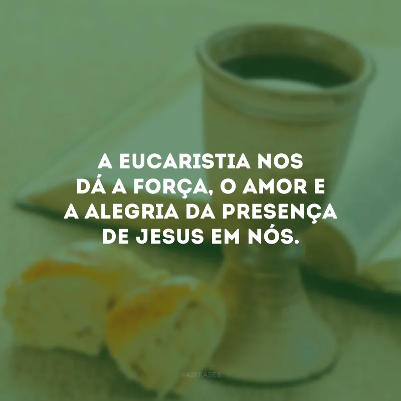 A Eucaristia nos dá a força, o amor e a alegria da presença de Jesus em nós. 
