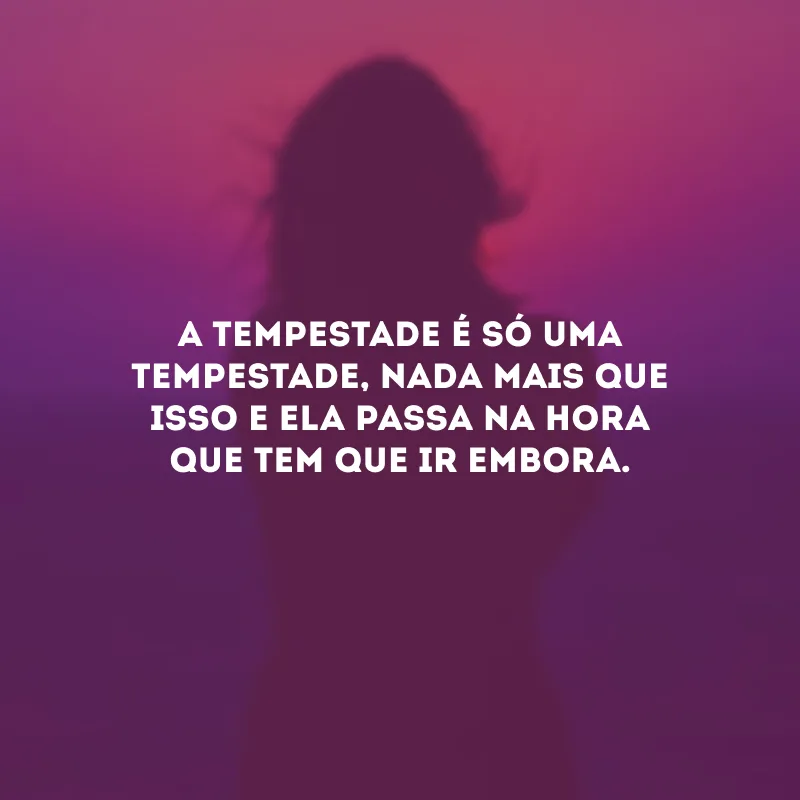 A tempestade é só uma tempestade, nada mais que isso e ela passa na hora que tem que ir embora.