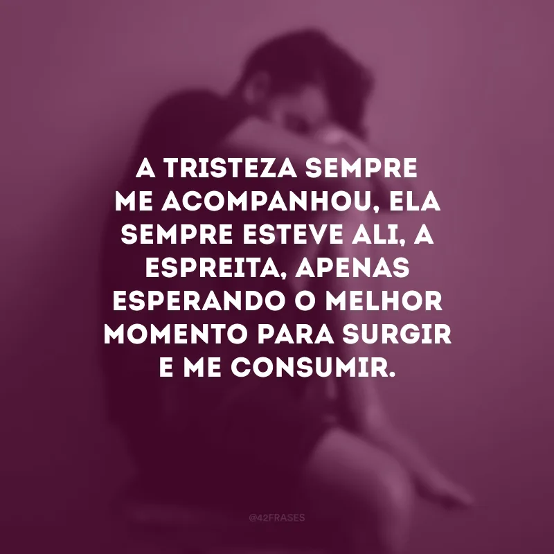 A tristeza sempre me acompanhou, ela sempre esteve ali, a espreita, apenas esperando o melhor momento para surgir e me consumir. 