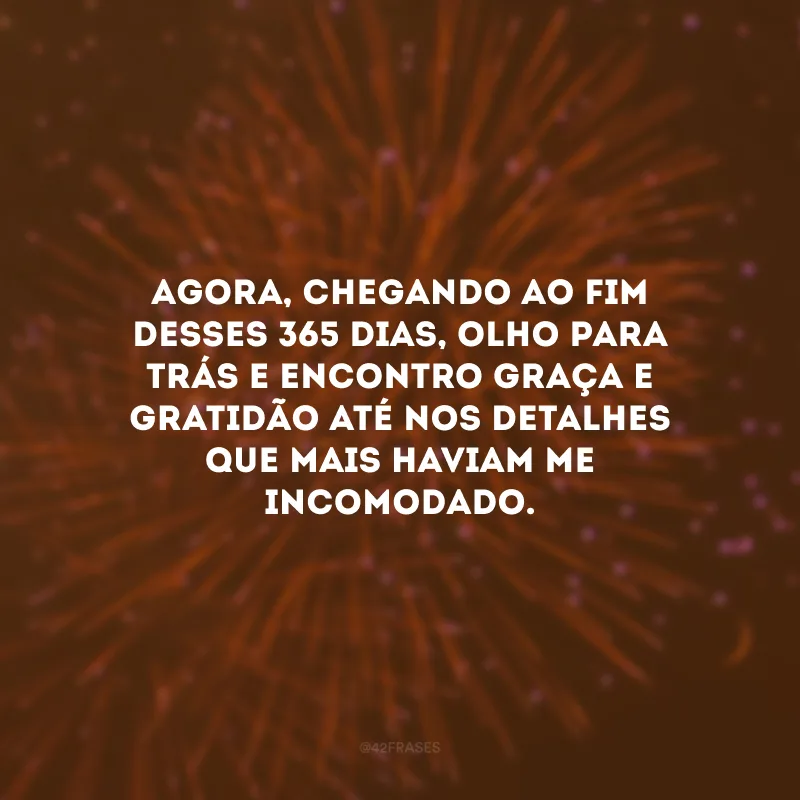 Agora, chegando ao fim desses 365 dias, olho para trás e encontro graça e gratidão até nos detalhes que mais haviam me incomodado.