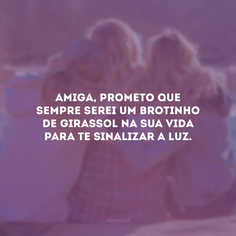 Amiga, prometo que sempre serei um brotinho de girassol na sua vida para te sinalizar a luz.