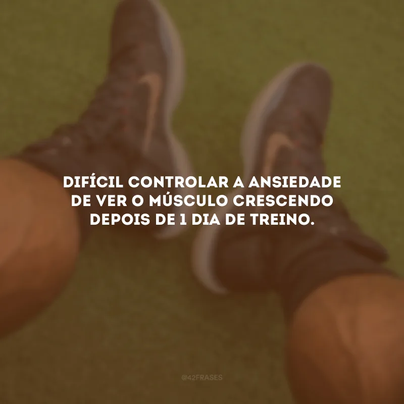 Difícil controlar a ansiedade de ver o músculo crescendo depois de 1 dia de treino.