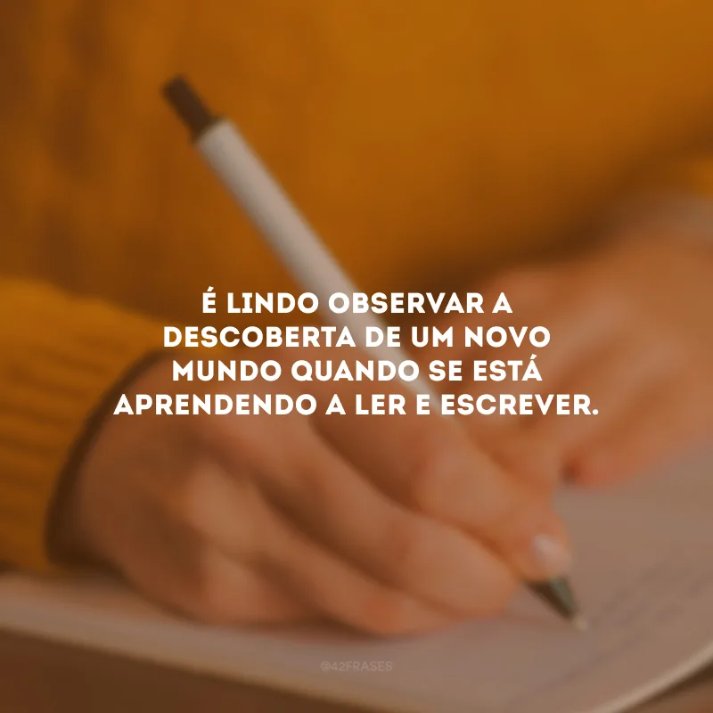 É lindo observar a descoberta de um novo mundo quando se está aprendendo a ler e escrever.