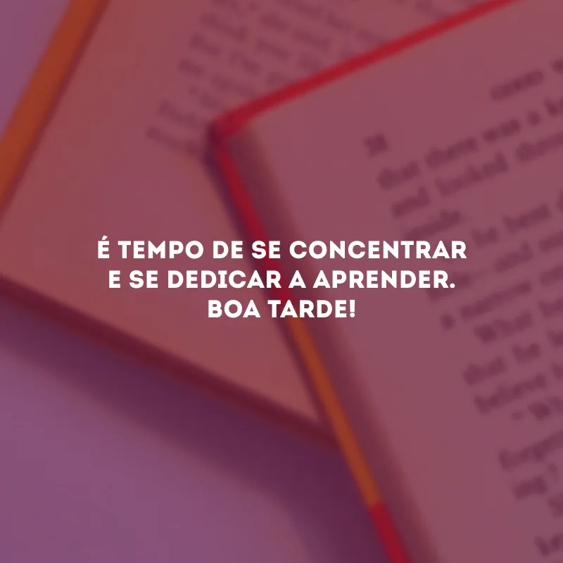 É tempo de se concentrar e se dedicar a aprender. Boa tarde!