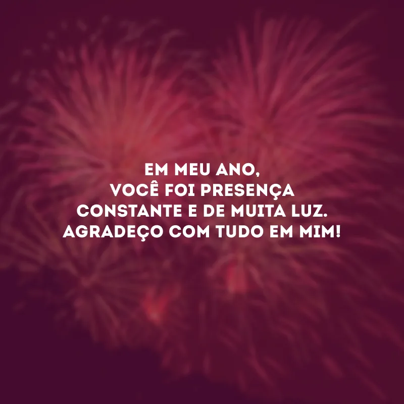 Em meu ano, você foi presença constante e de muita luz. Agradeço com tudo em mim!