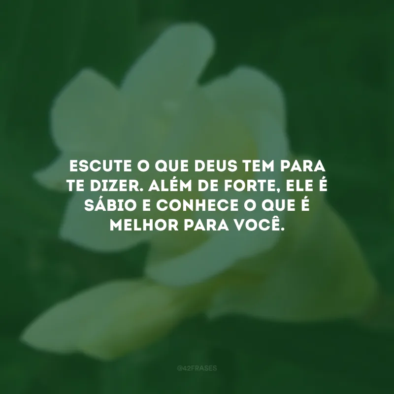 Escute o que Deus tem para te dizer. Além de forte, Ele é sábio e conhece o que é melhor para você.