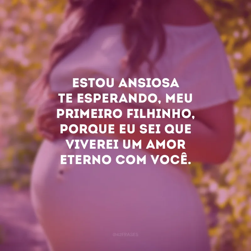 Estou ansiosa te esperando, meu primeiro filhinho, porque eu sei que viverei um amor eterno com você.
