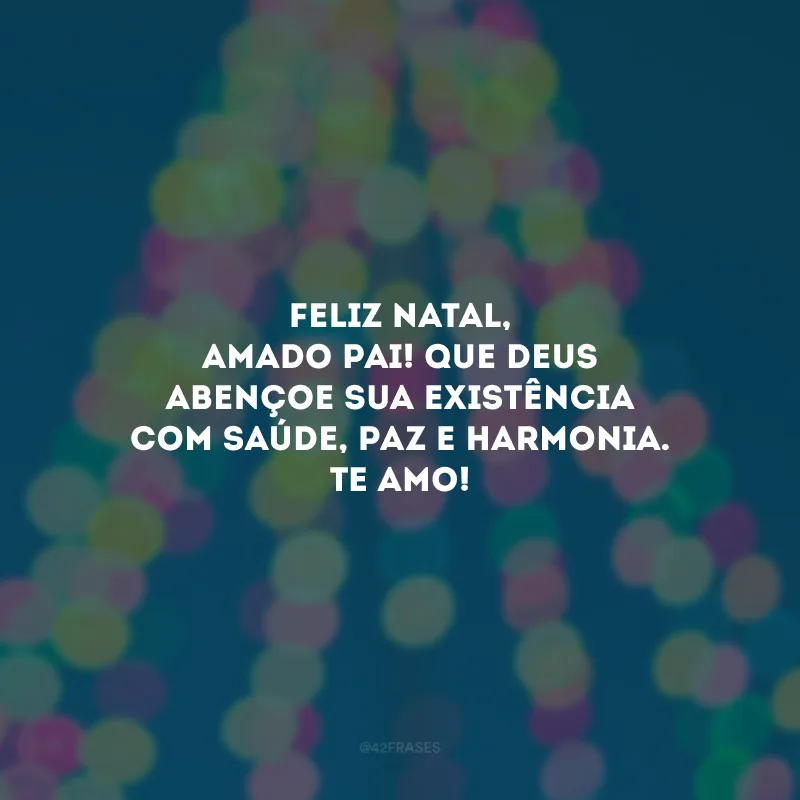Feliz Natal, amado pai! Que Deus abençoe sua existência com saúde, paz e harmonia. Te amo!